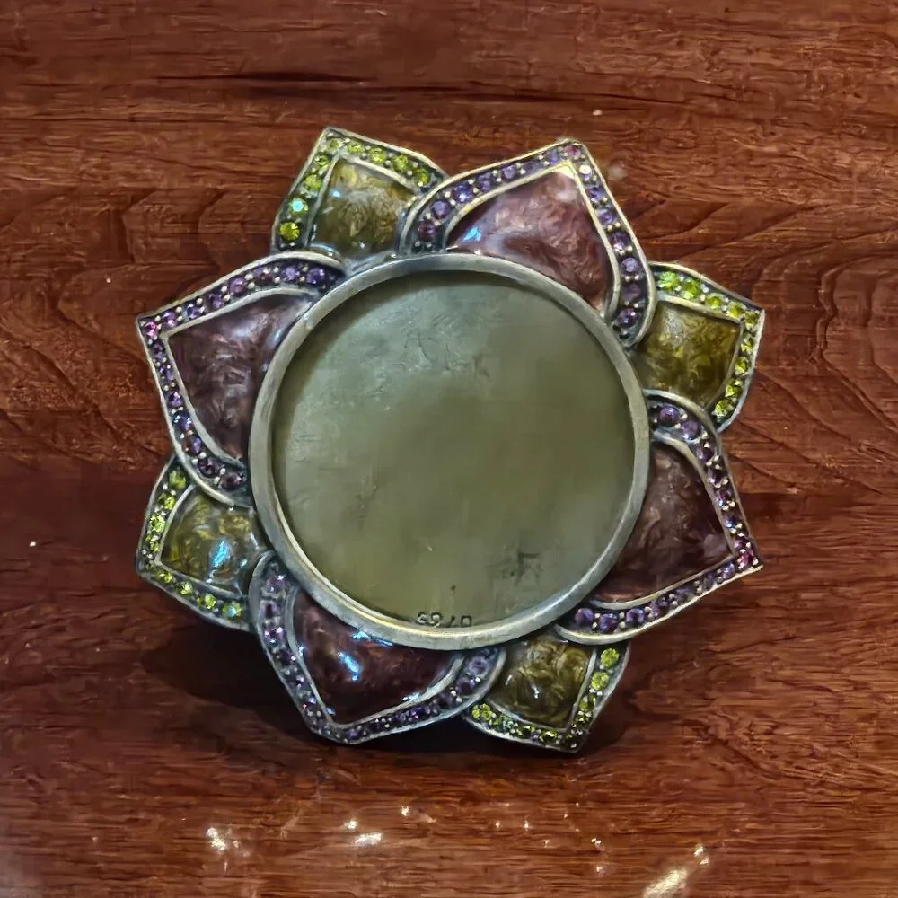 RARE JAY STRONGWATER LOTUS FLOWER FLORAL STAR LIBRE JUNGLE CRYSTAL ENAMEL FRAME